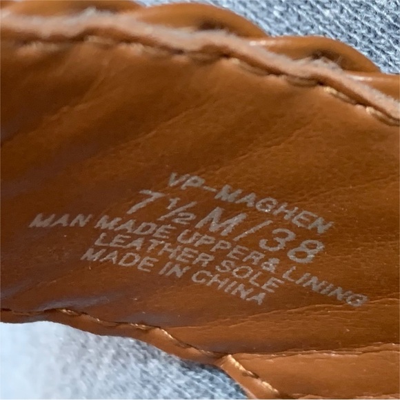 Vince Camuto Maghen Sandals 7.5 Braided Strappy Open Toe Block Heel Cognac - Picture 9 of 12